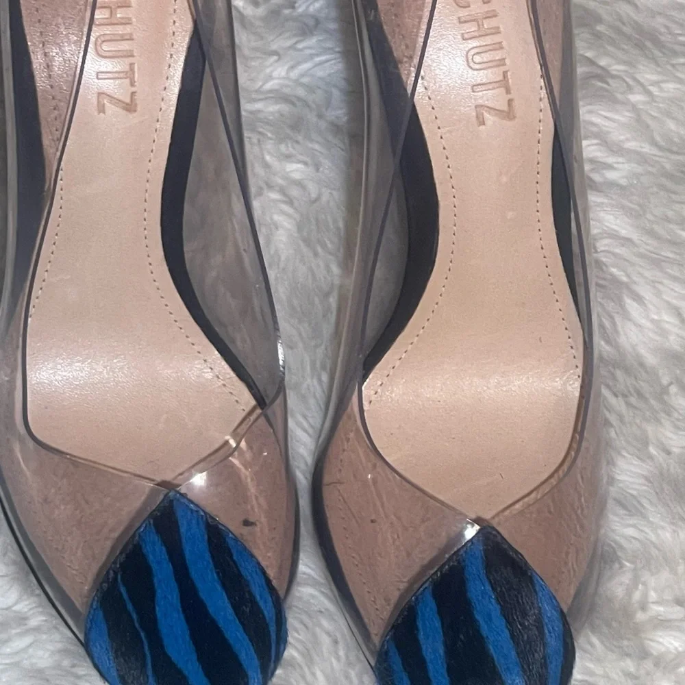 SCHUTZ Blue and Black Transparent Heels pumps size 5.5B